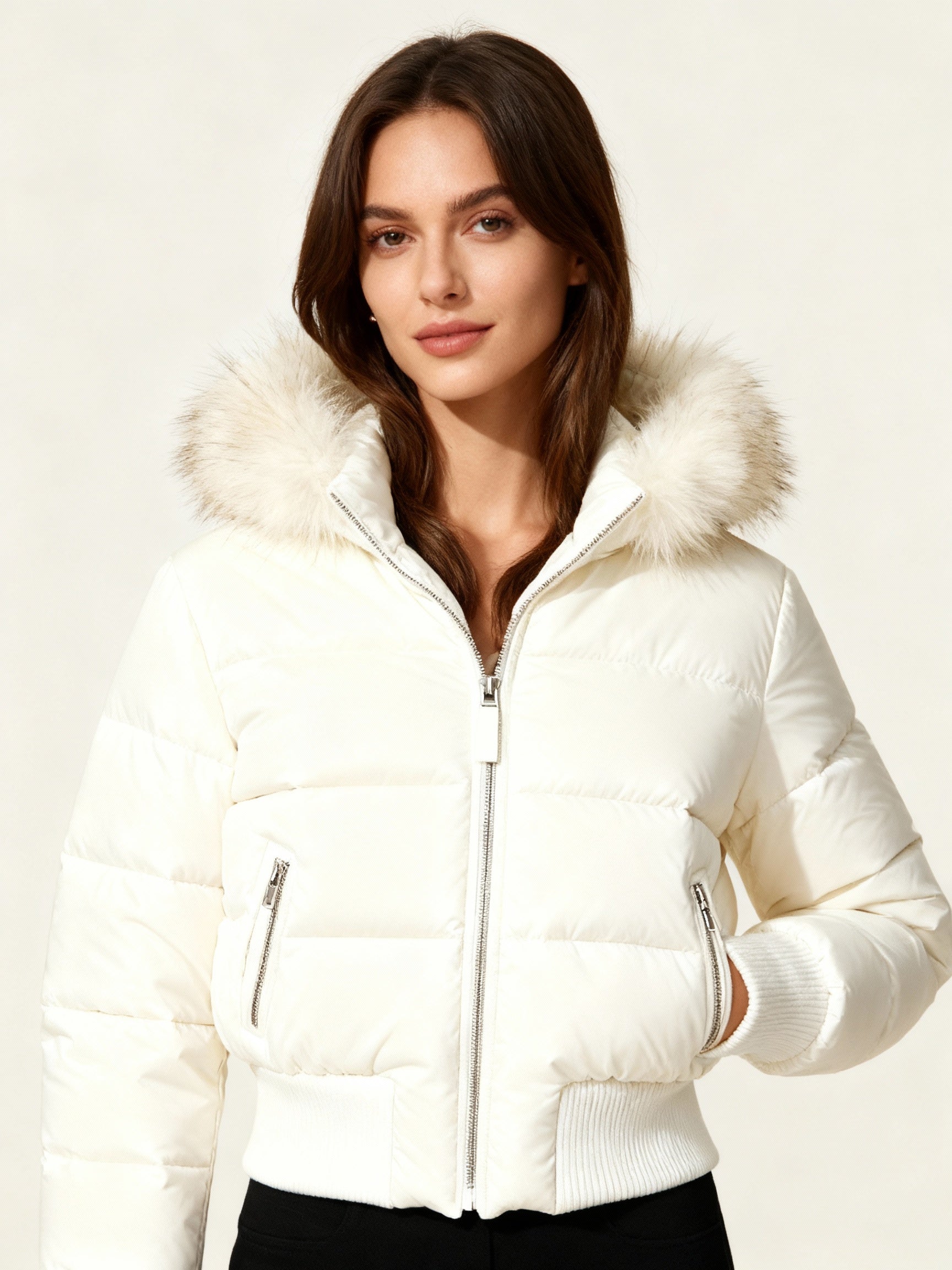 Warme Pufferjacke Damen mit Reißverschluss