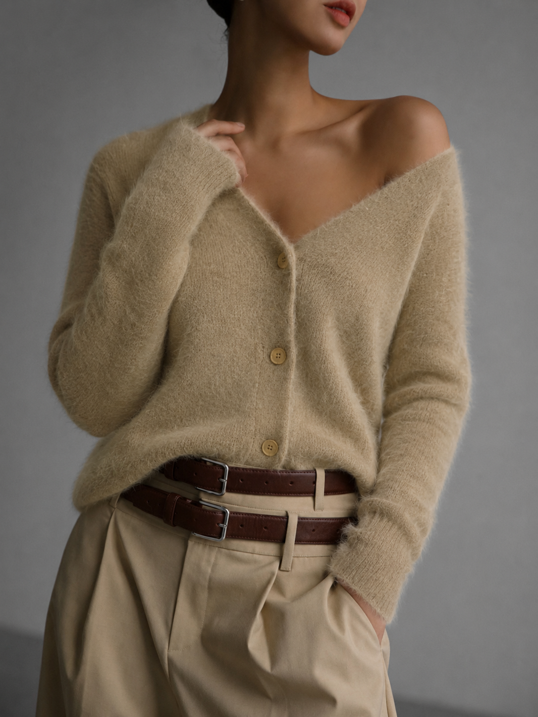 Damen Cardigan zum Knöpfen Oversized Strickjacke