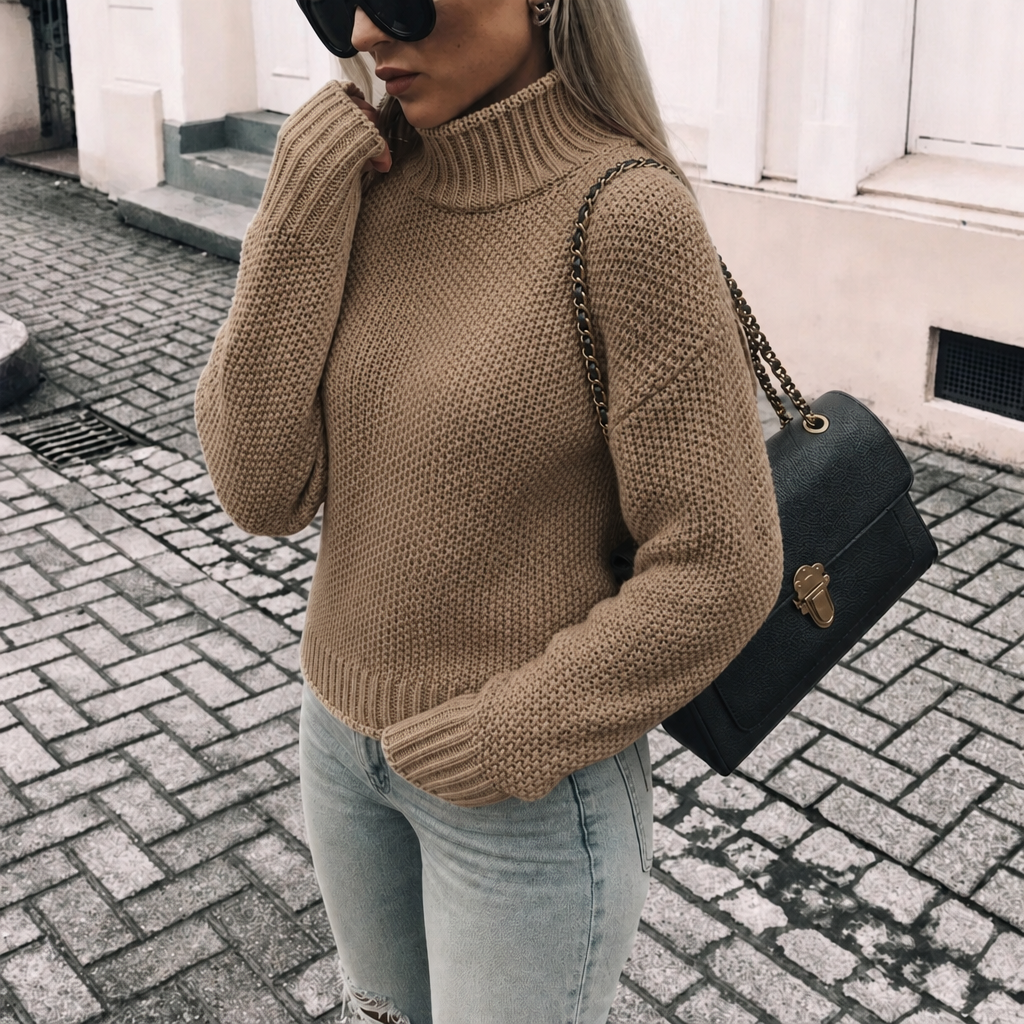 Kuscheliger Rollkragenpullover Damen Grobstrick
