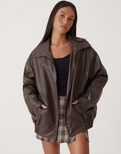 Übergroße Kunstlederjacke – Eine modische Jacke für Herbst und Winter