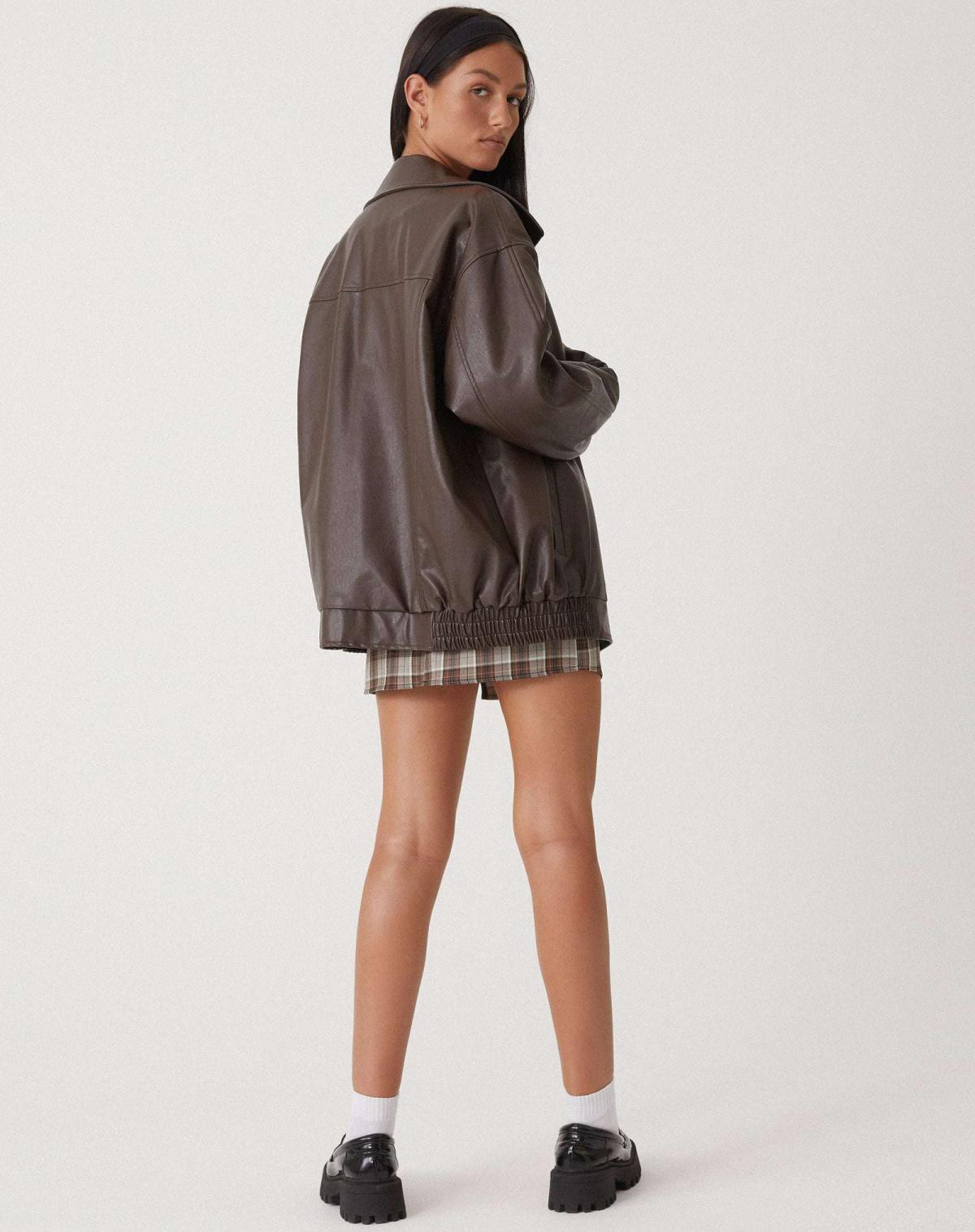 Lässige Kunstlederjacke Damen