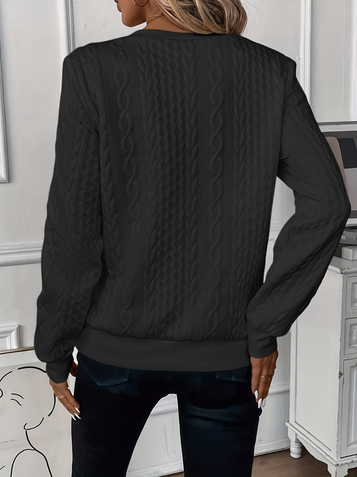 Damen Troyer-Pullover mit Reißverschluss – gerippter Saum