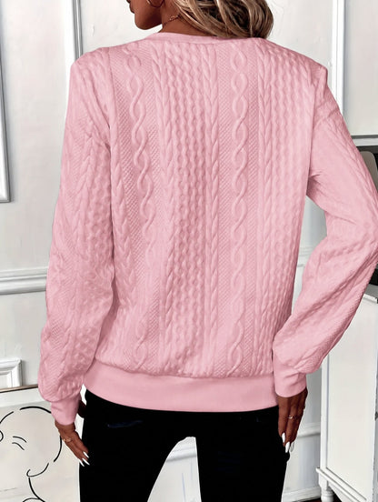 Damen Troyer-Pullover mit Reißverschluss – gerippter Saum