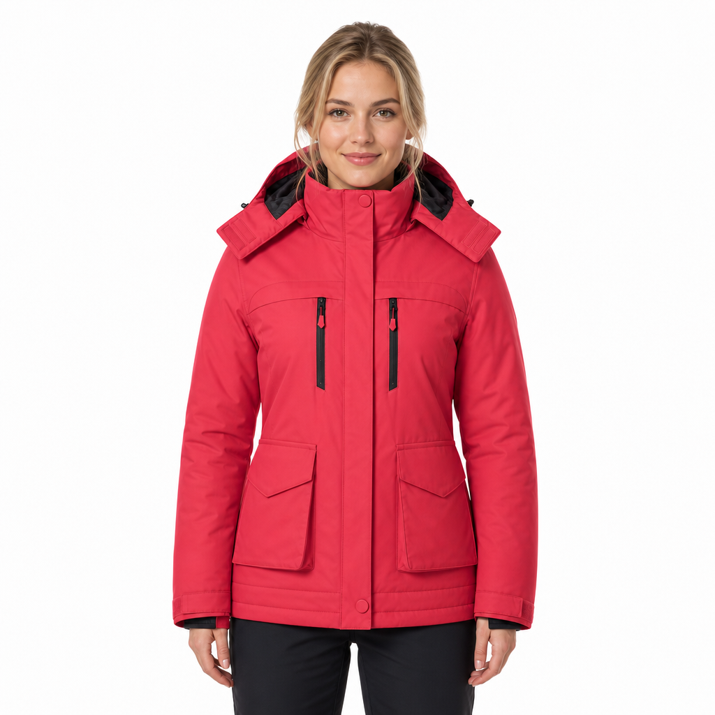 Damen Heizjacke mit Kapuze und USB – beheizbare Jacke