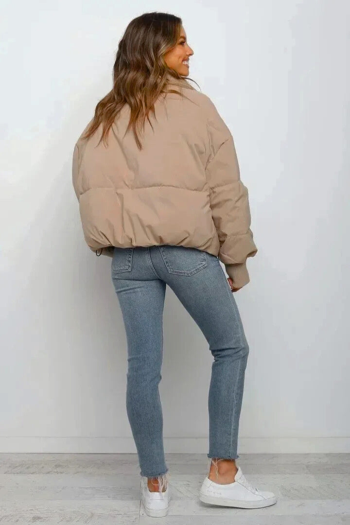 Damen Steppjacke kurz mit Reißverschluss – Puffer Jacke