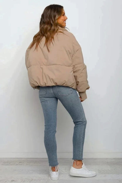 Damen Steppjacke kurz mit Reißverschluss – Puffer Jacke