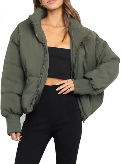 Damen Steppjacke kurz mit Reißverschluss – Puffer Jacke
