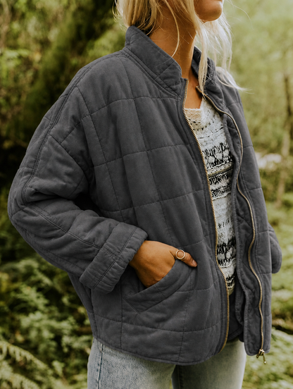 Damen Steppjacke mit Reißverschluss – lässige Übergangsjacke