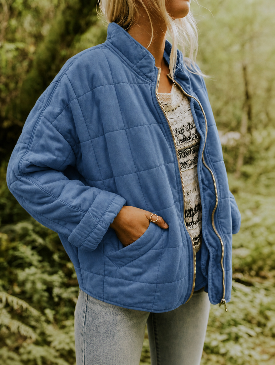 Damen Steppjacke mit Reißverschluss – lässige Übergangsjacke
