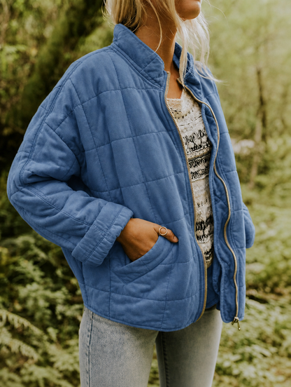 Damen Steppjacke mit Reißverschluss – lässige Übergangsjacke