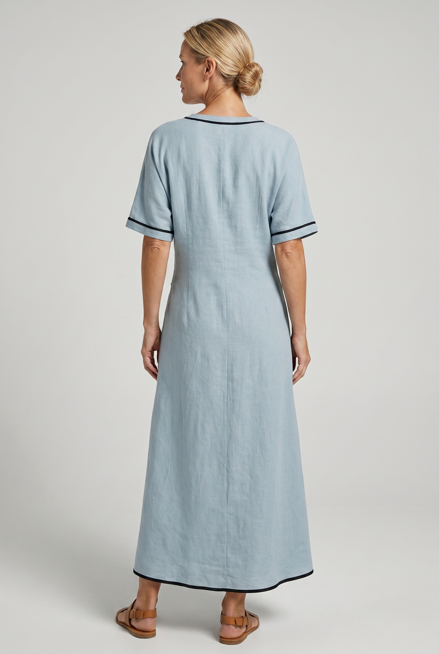 Langes Kleid Damen mit V-Ausschnitt
