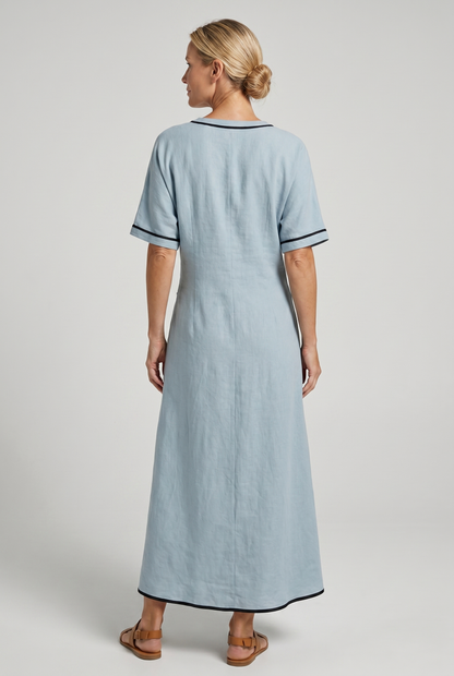 Langes Kleid Damen mit V-Ausschnitt