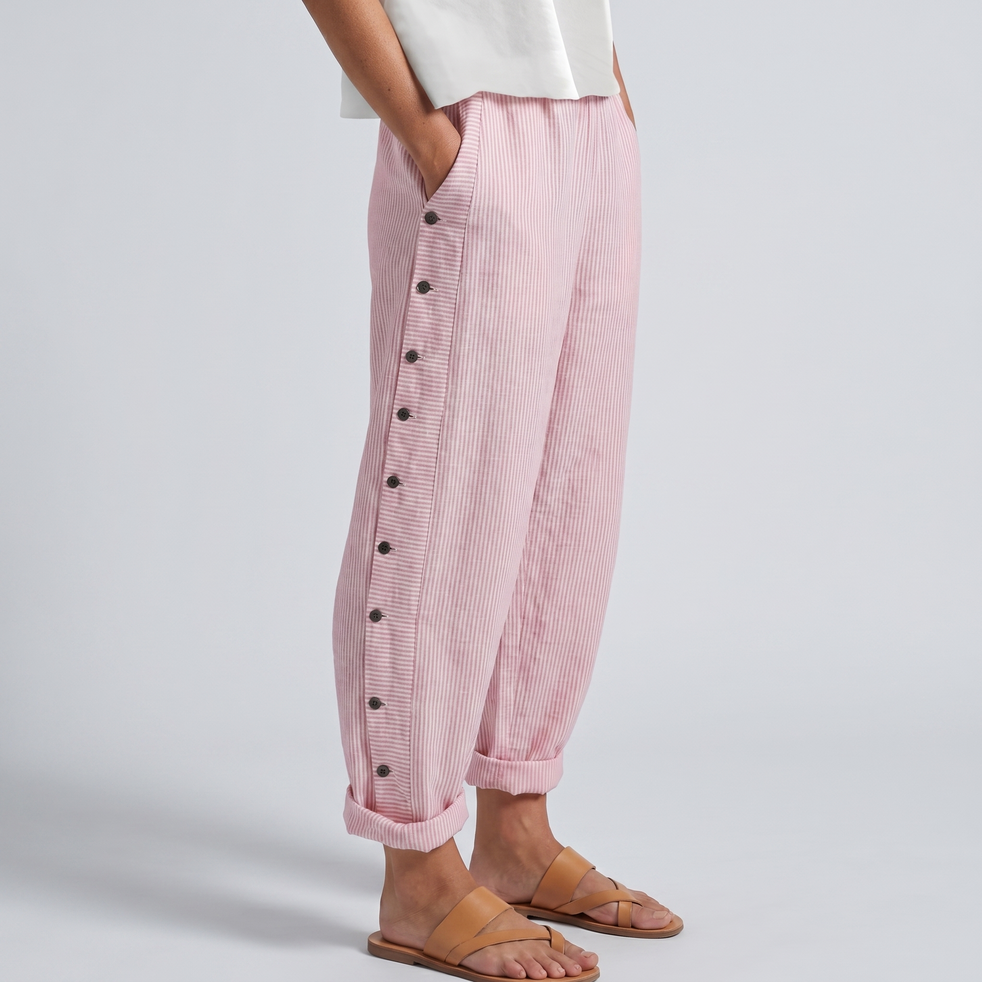 Gestreifte Sommerhose Damen mit Umschlag